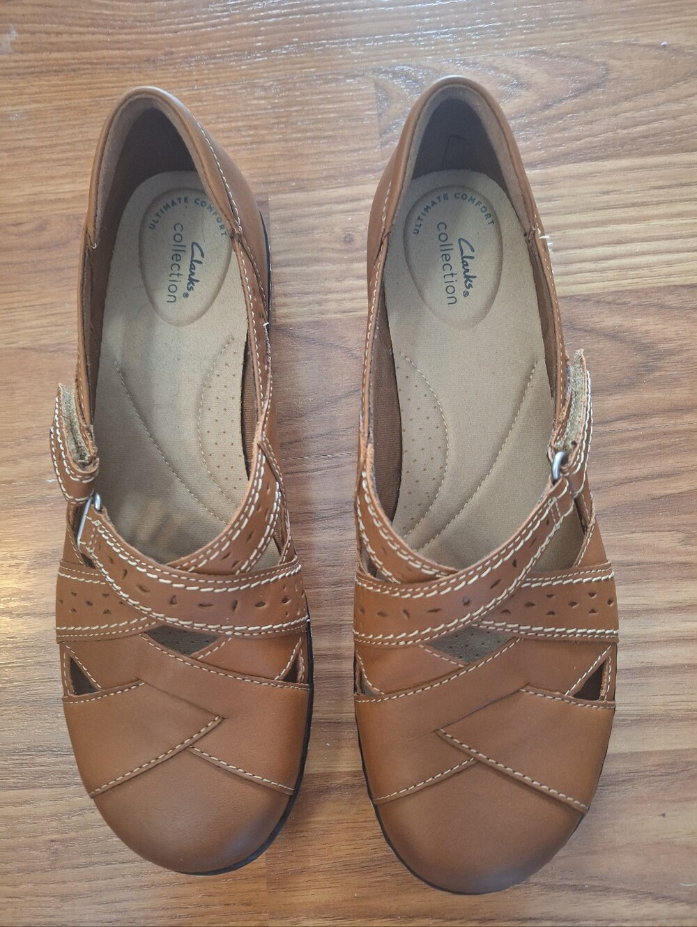 Clarks Wide Loafers Ashland Spin Q Tan Leather Comfort 10 W Womens - Picture 3 of 8